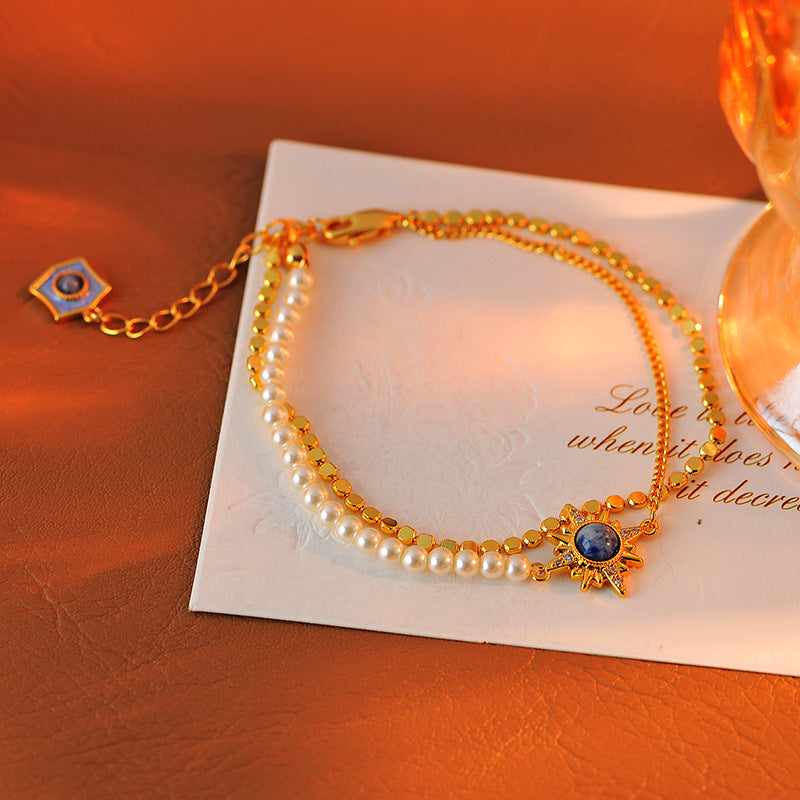 Double Blue Eight-Mountain Star Necklace Earring Bracelet Set