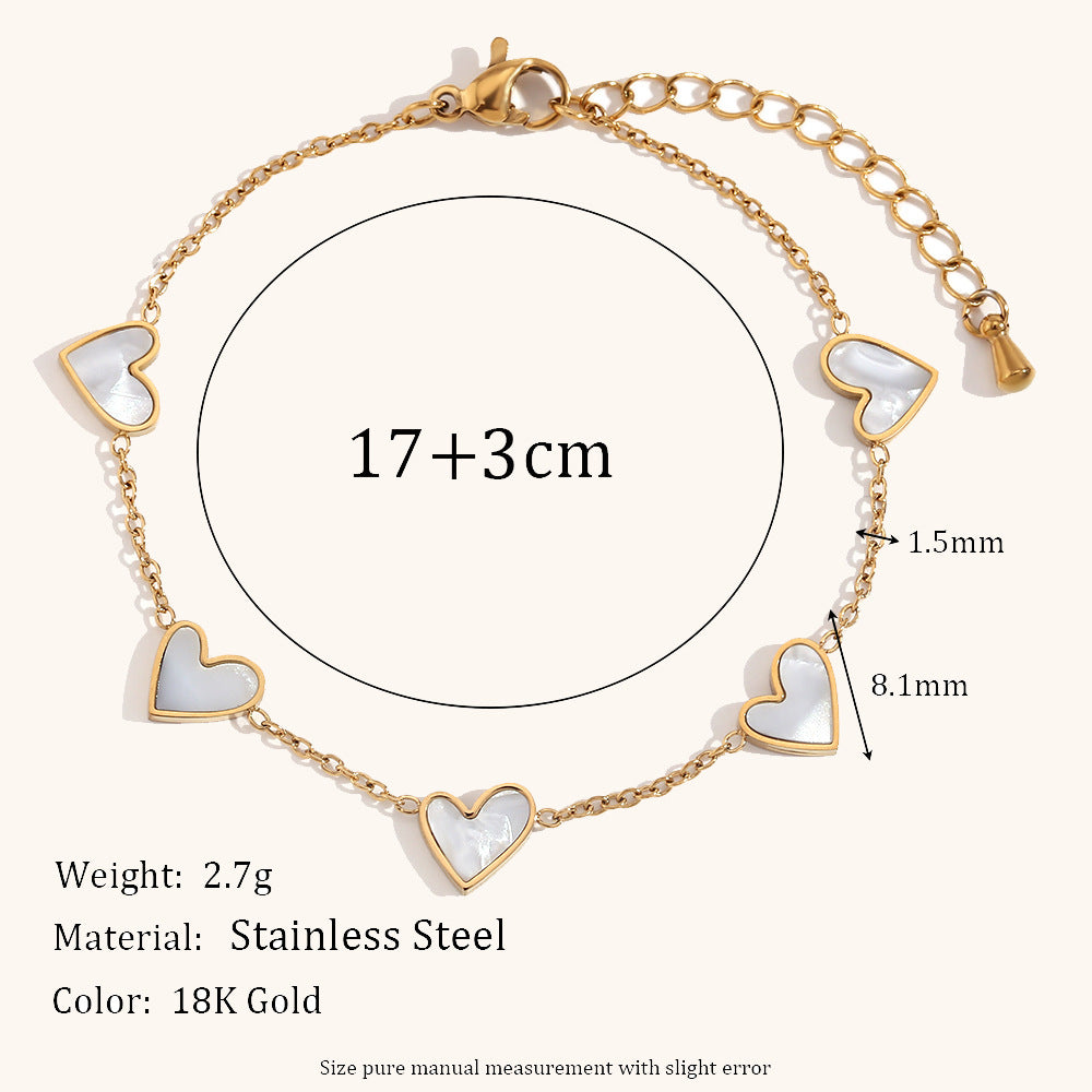 Stainless steel plated 18K Bai Bei heart gold bracelet.