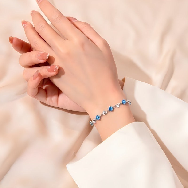 S925 sterling silver in the heart of the sea zircon heart bracelet