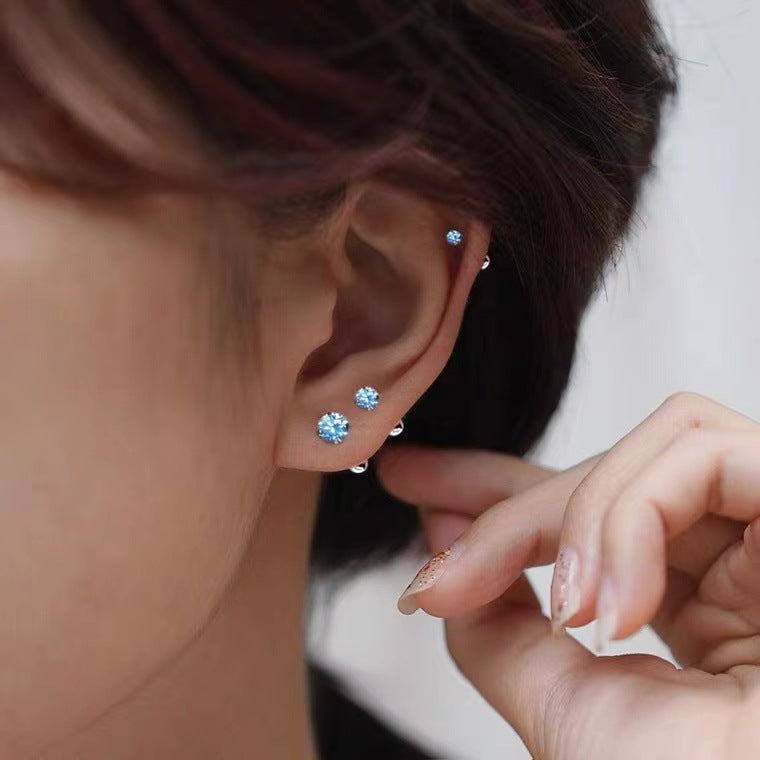 S999 Klein blue ear nail earrings