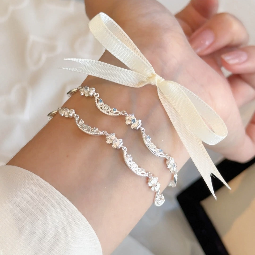 S925 sterling silver bow bracelet