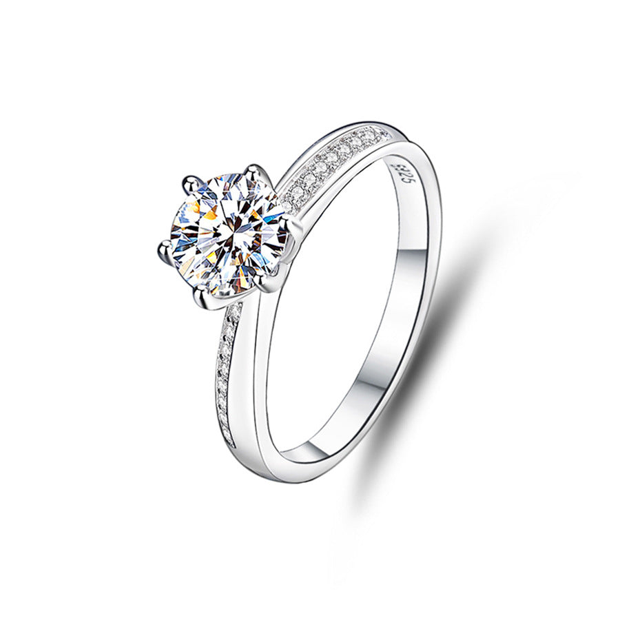 S925 sterling silver one carat moissanite ring