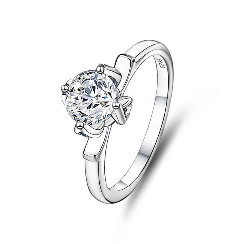 S925 sterling silver one carat moissanite ring