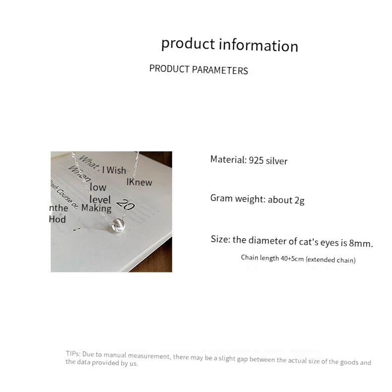 S925 sterling silver cat eye ripple necklace