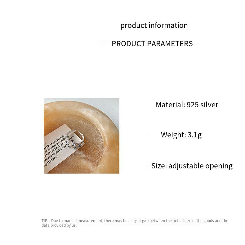 S925 Sterling Silver Irregular Fold Sea Blue Zircon Ring