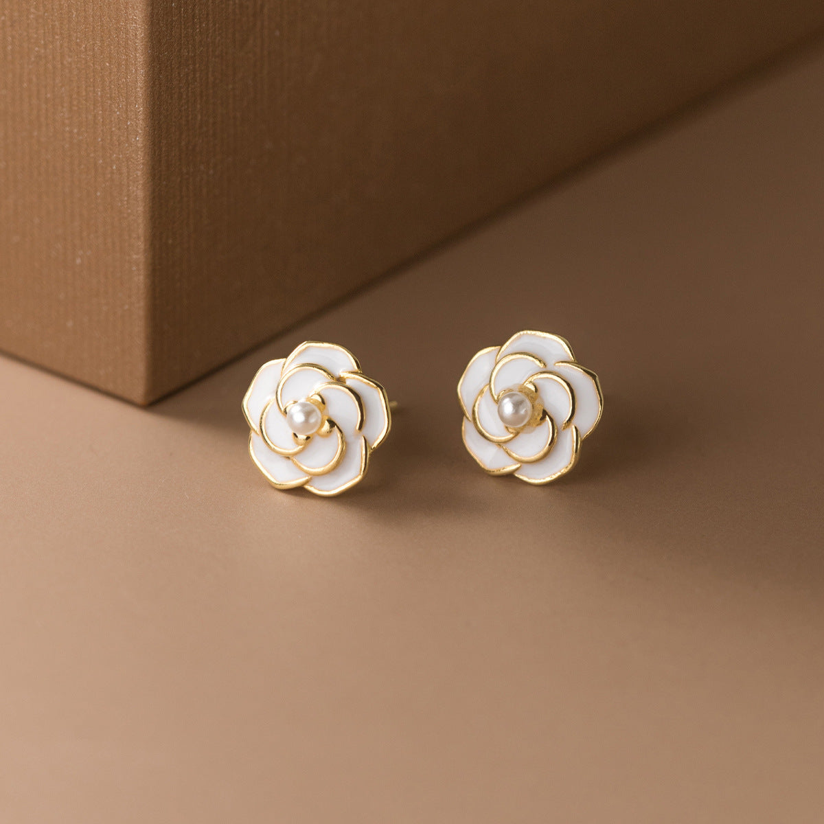 S925 sterling silver drop camellia pearl earrings