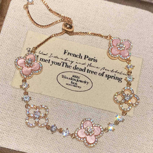 Zircon Clover Adjustable Bracelet