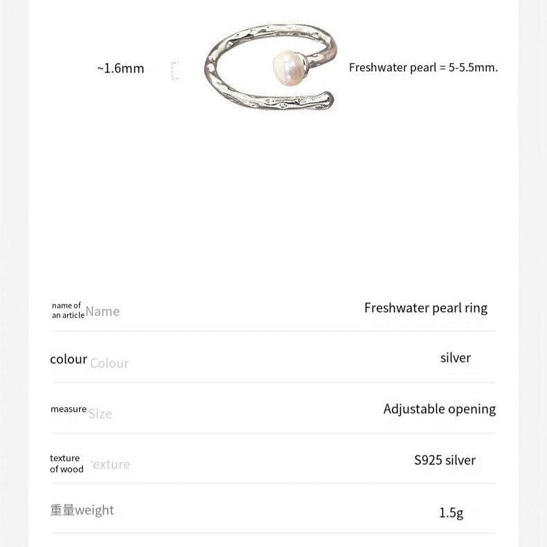 S925 sterling silver freshwater pearl flower ring