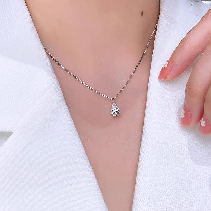 Sterling silver drops of love Mosan stone necklace one carat and two carats