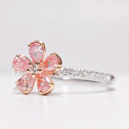 S925 sterling silver flower ring