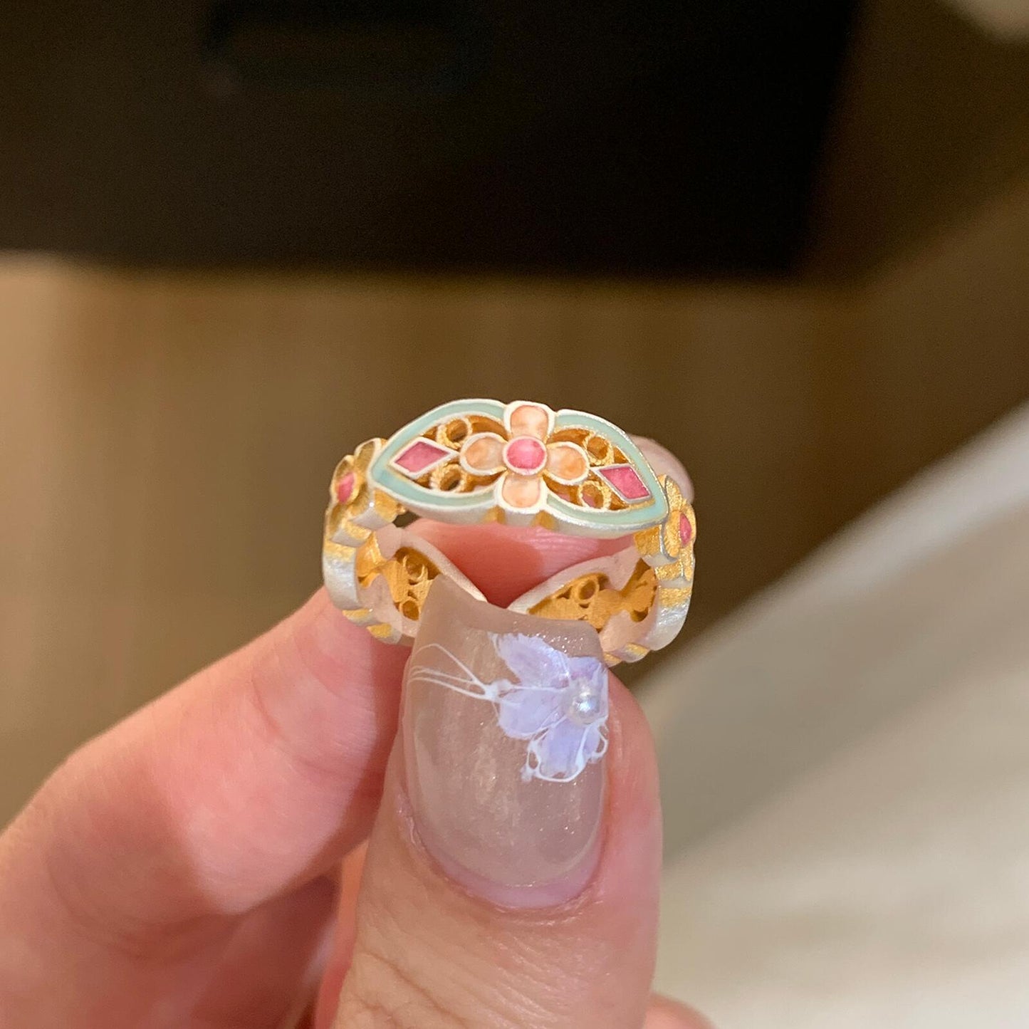 フットシルバー999スターリングシルバーエナメルリング