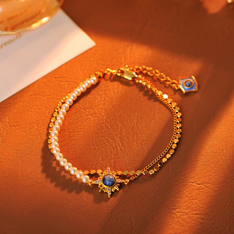 Double Blue Eight-Mountain Star Necklace Earring Bracelet Set