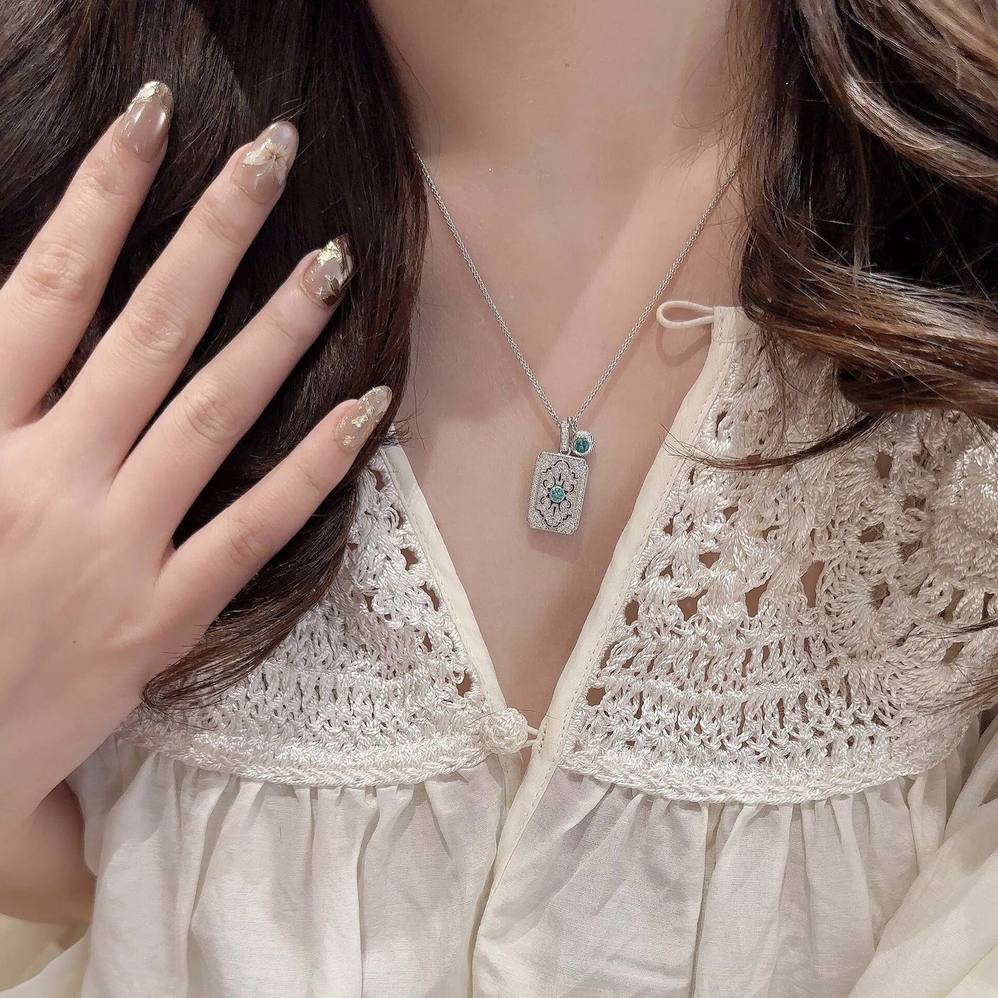 Blue diamond necklace