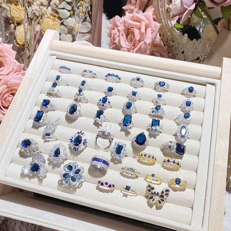 Blue corundum diopside colored treasure ring