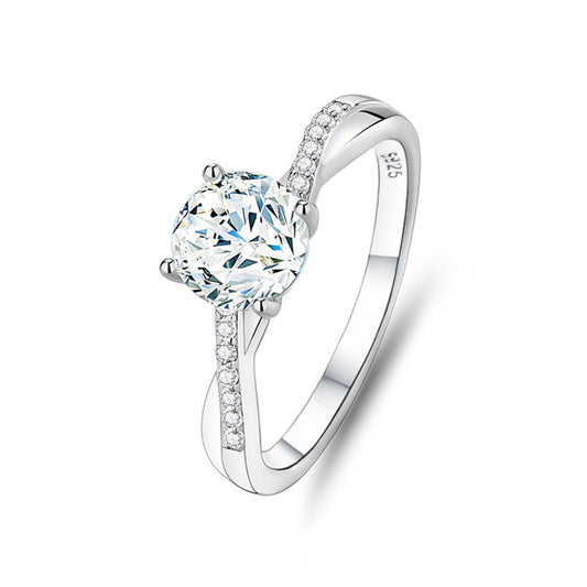 S925 sterling silver one carat moissanite ring