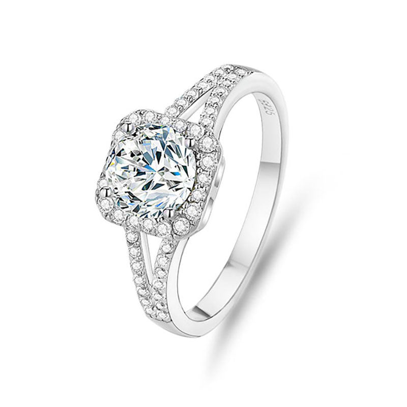 S925 sterling silver one carat moissanite ring