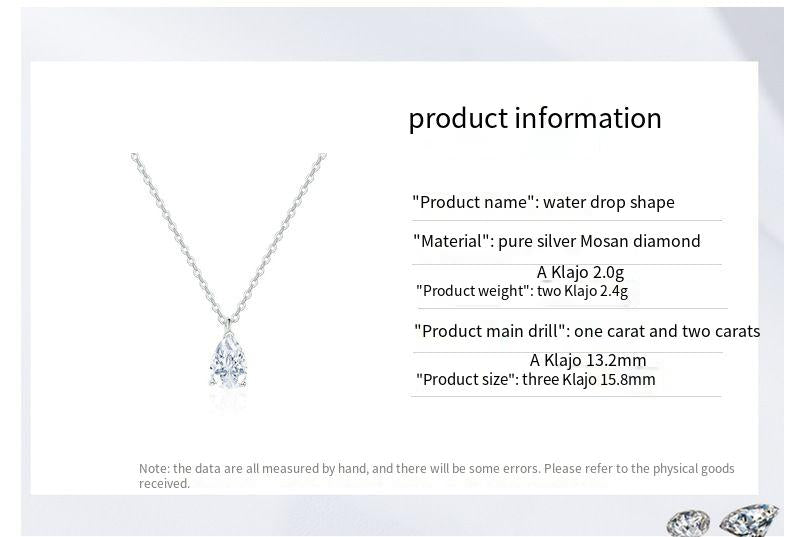 Sterling silver drops of love Mosan stone necklace one carat and two carats