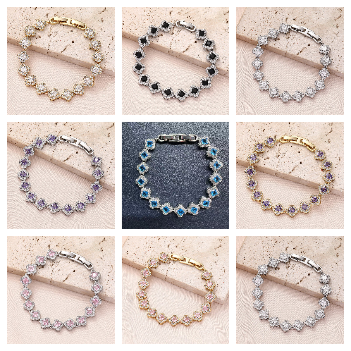 Brass zircon bracelet