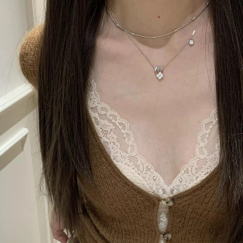 S925 sterling silver pendant flash diamond zircon necklace