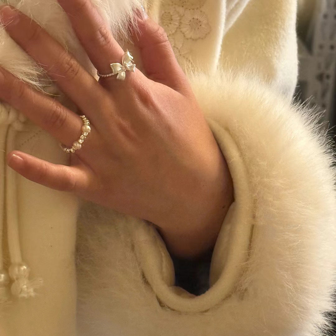 S925 Sterling Silver Powder Zirconium Twist Bow Ring