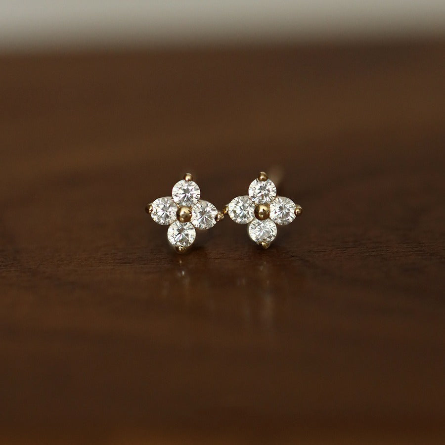 S925 silver plated 18K gold clover necklace bracelet ring earrings set