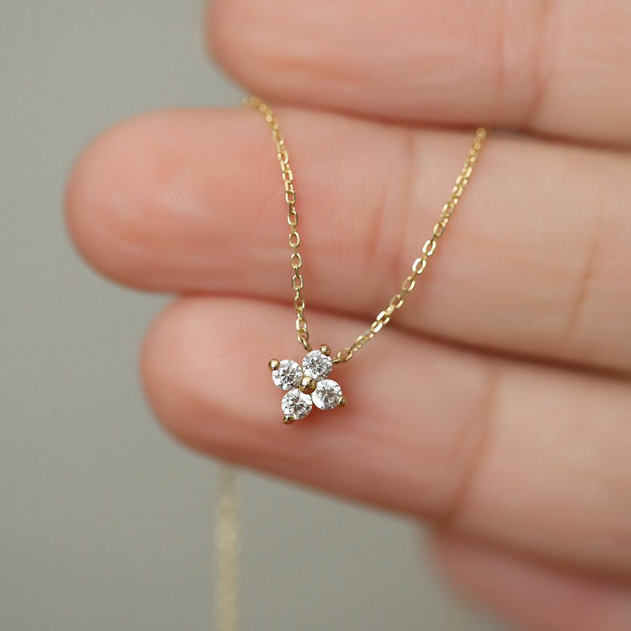 S925 silver plated 18K gold clover necklace bracelet ring earrings set