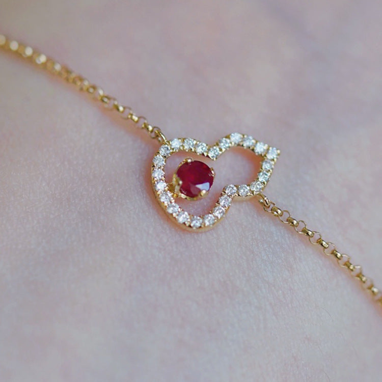 S925 sterling silver 18k gold-plated inlaid zircon gourd necklace bracelet earrings set