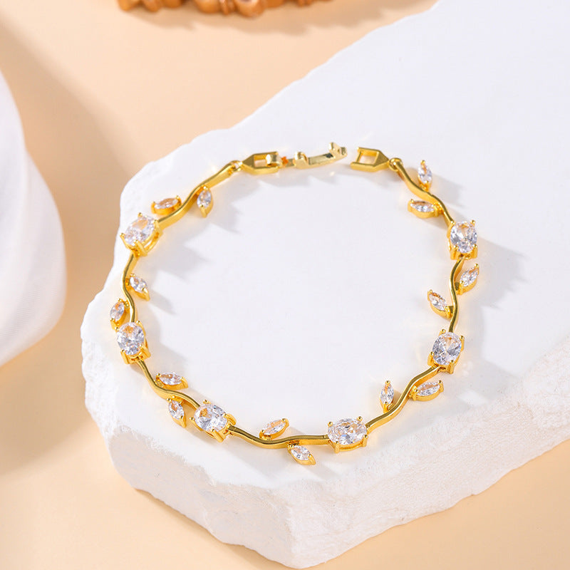 Branches and leaves tourmaline colored gemstones Candy-colored Lily of the Valley bracelet