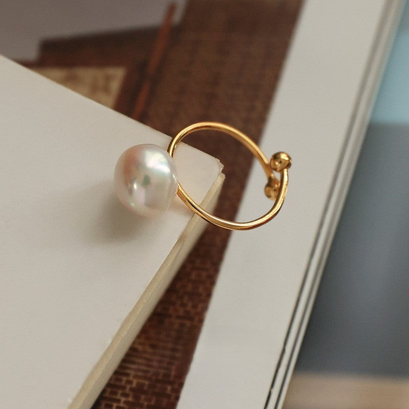 Natural Baroque Pearl High-grade Open Ring