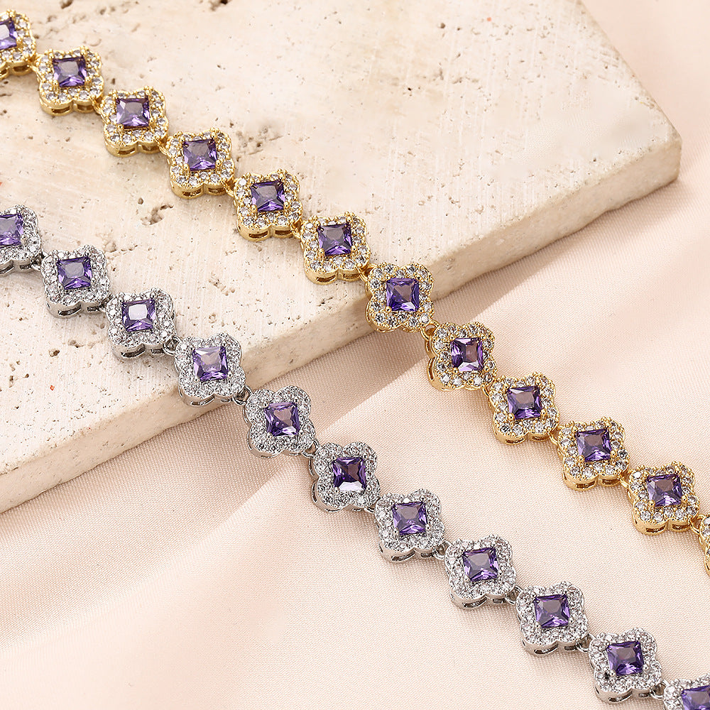 Brass zircon bracelet