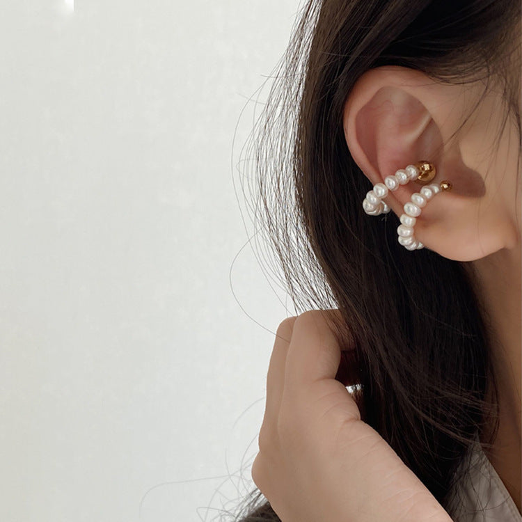 Natural freshwater pearl magnet ear bone clip earrings