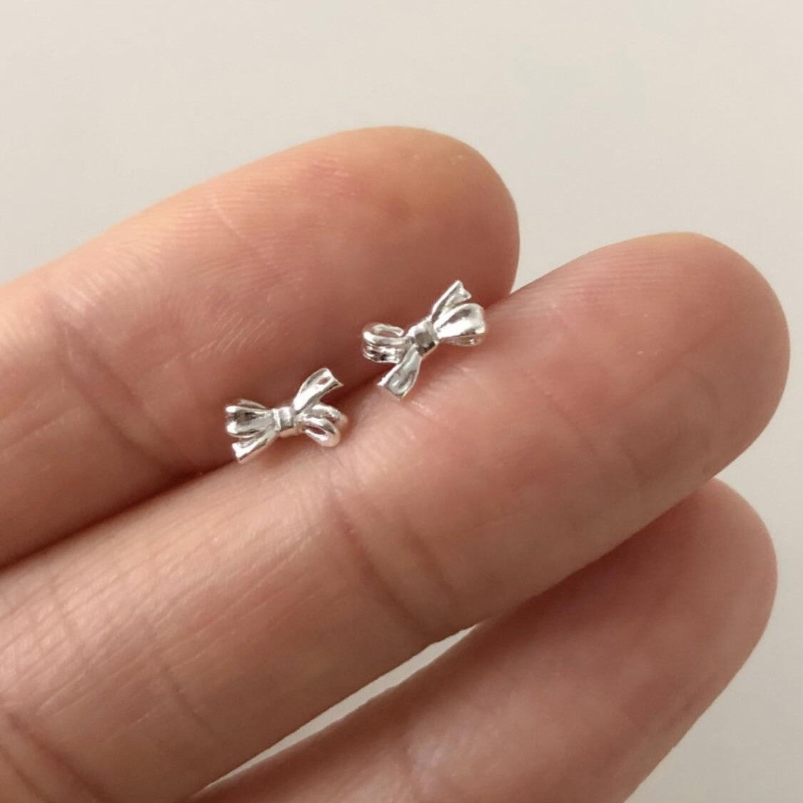 S925 sterling silver bow earrings
