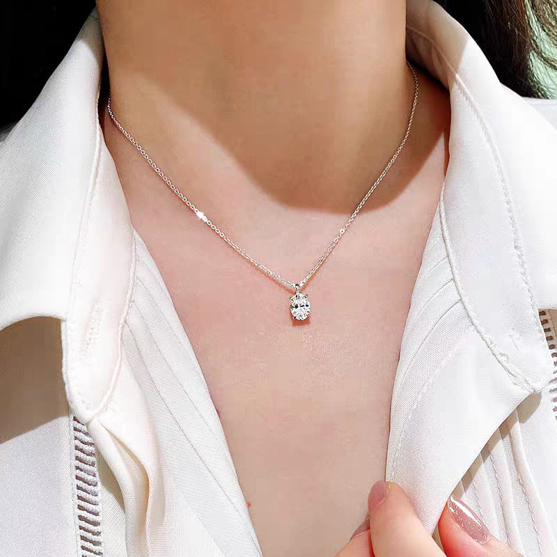 Sterling silver drops of love Mosan stone necklace one carat and two carats