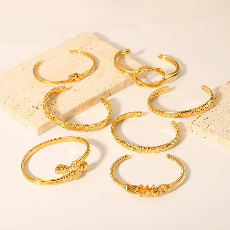 Stainless steel knotted bracelet colorfast 18K gold-plated titanium steel