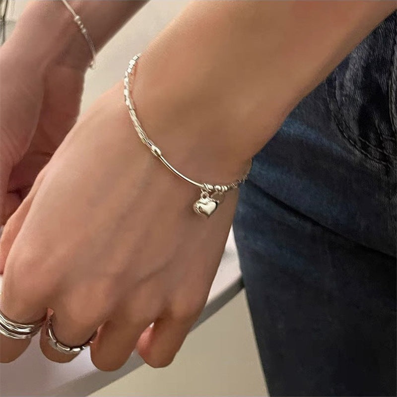 S925 sterling silver cube broken silver love bracelet