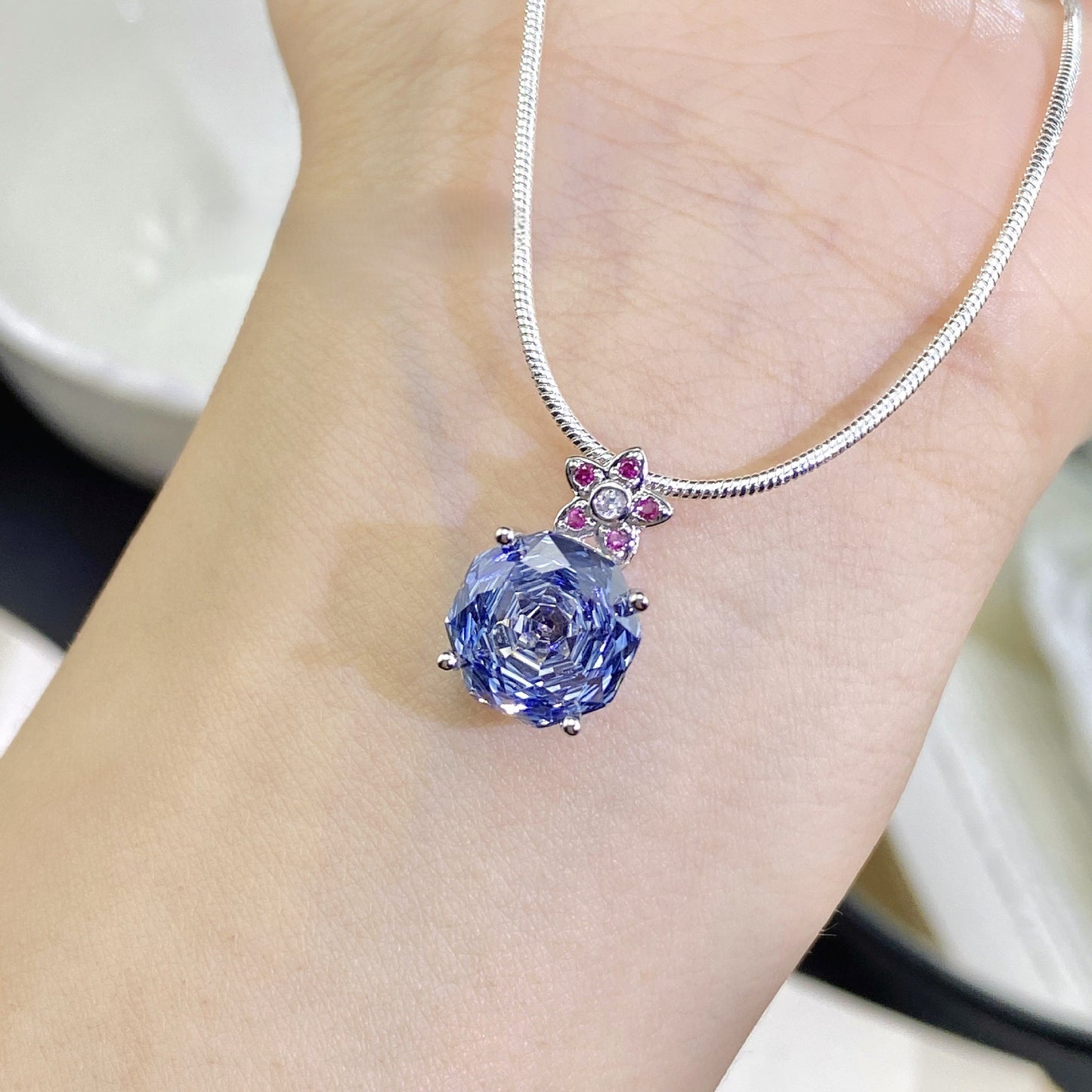 Octagonal rose bracelet necklace earrings ring set
