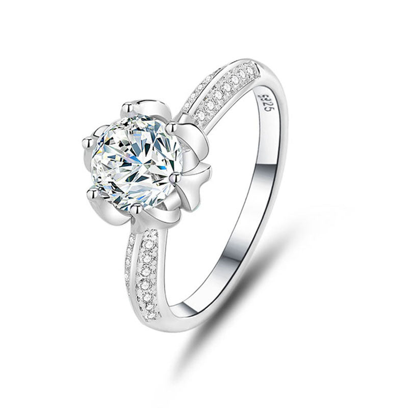 S925 sterling silver one carat moissanite ring