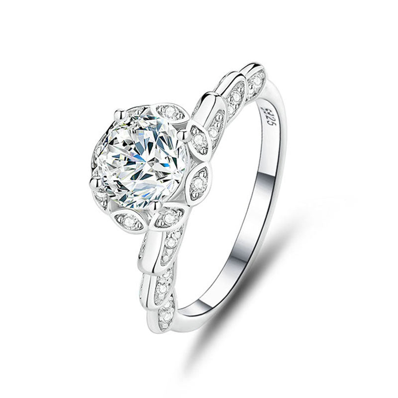 S925 sterling silver one carat moissanite ring