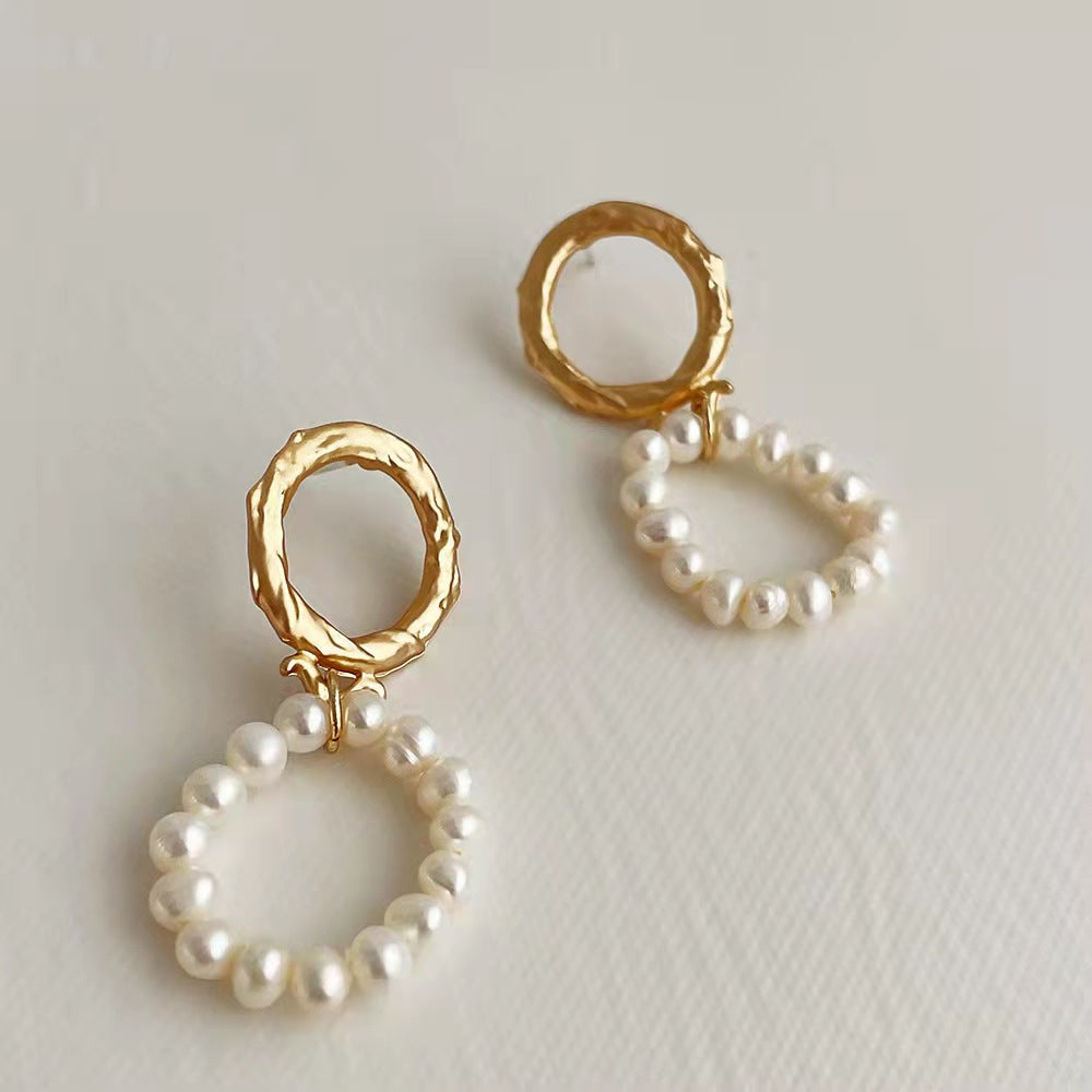 Natural freshwater pearl earrings S925 silver needle baroque irregular