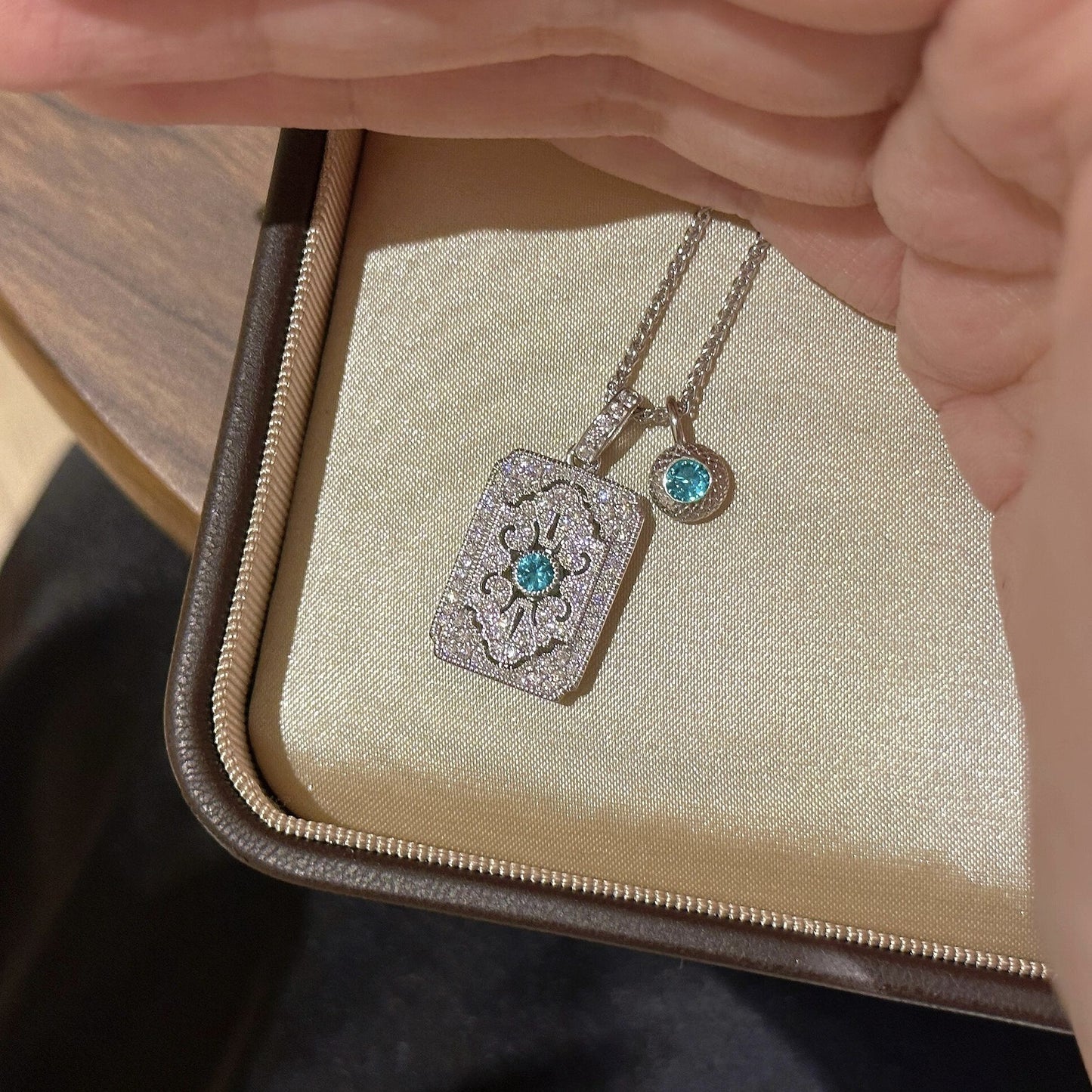 Blue diamond necklace