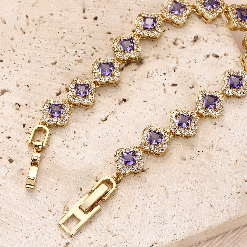 Brass zircon bracelet