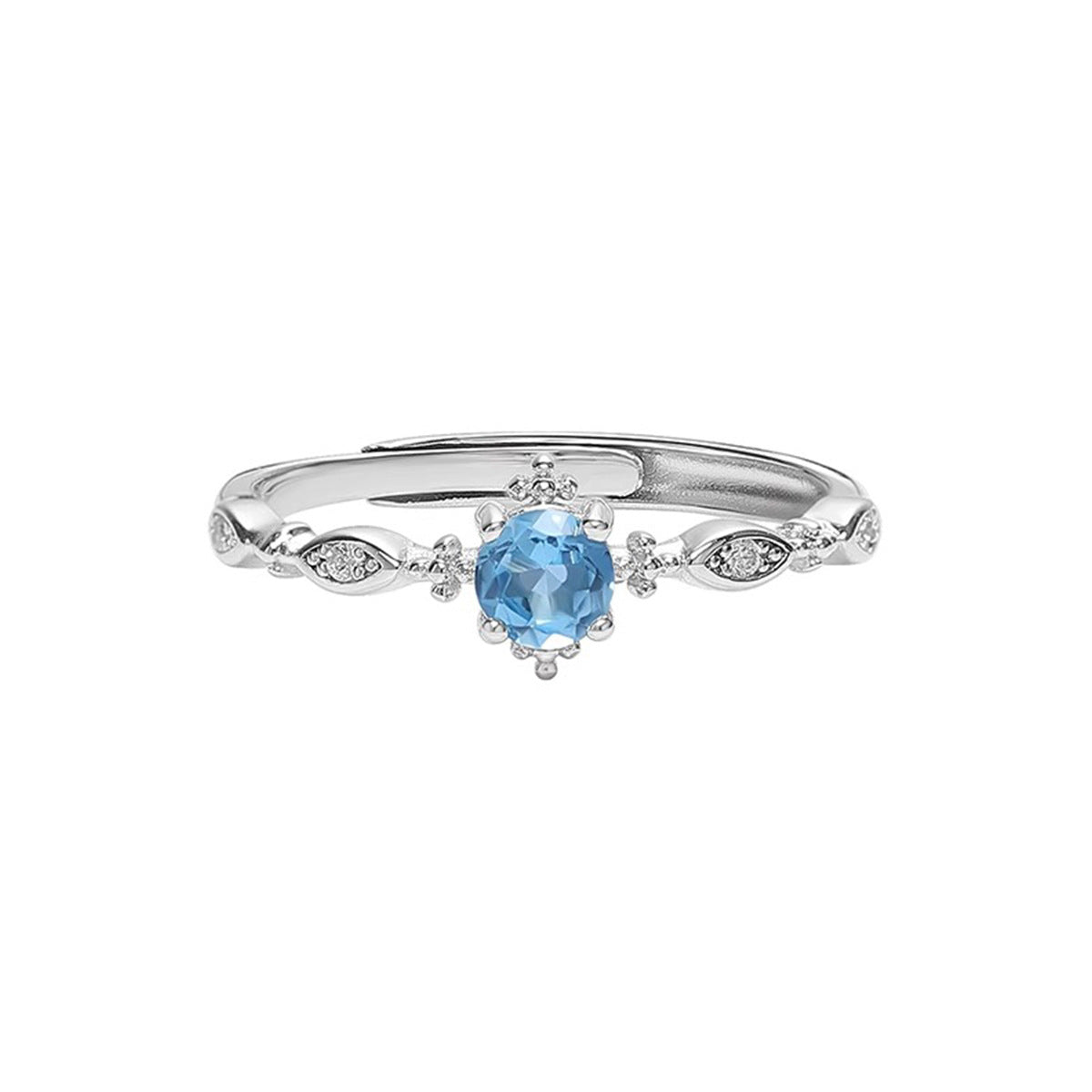 S925 sterling silver blue zircon snowflake ring