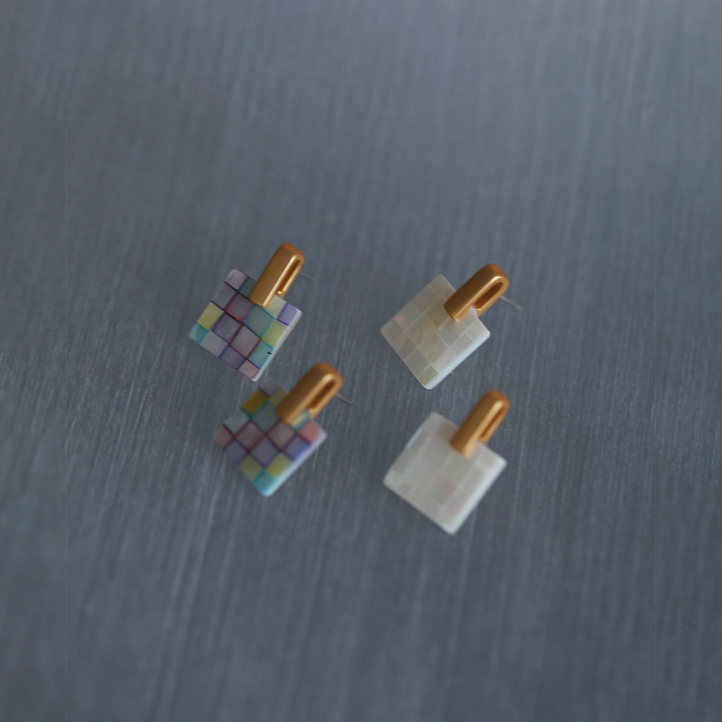 S925 silver needle high-quality stitching white shell necklace earrings set