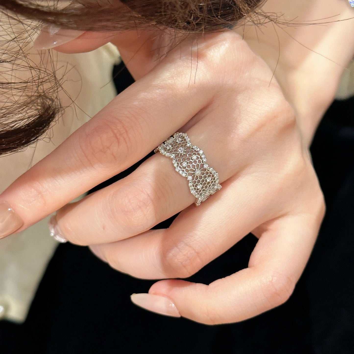 S925 sterling silver openwork lace ring bracelet