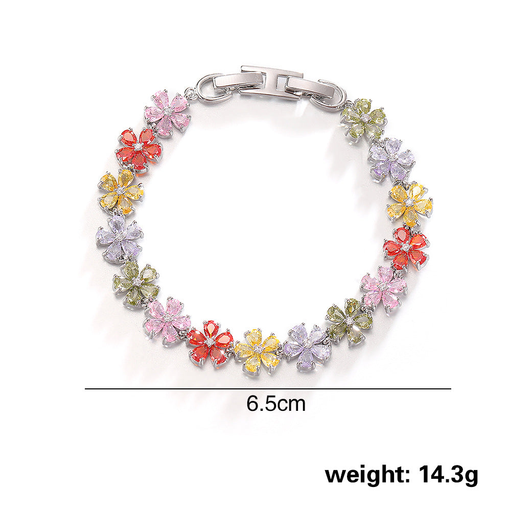 High quality zircon flower oval bracelet