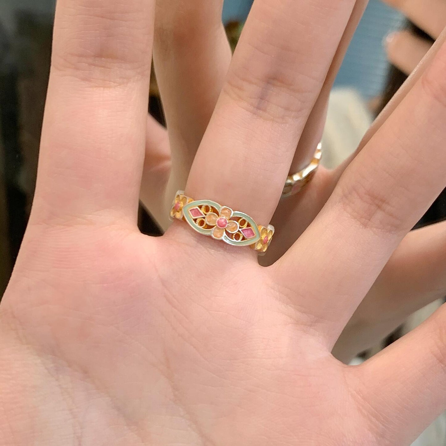 フットシルバー999スターリングシルバーエナメルリング