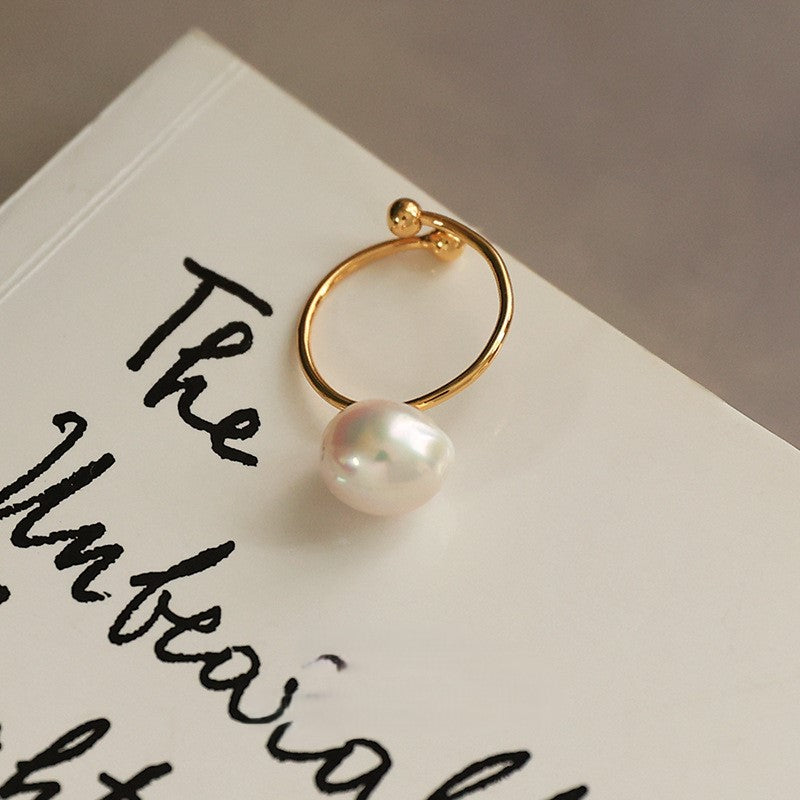 Natural Baroque Pearl High-grade Open Ring