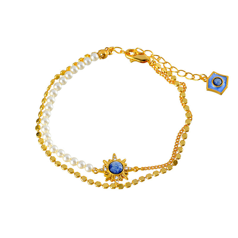 Double Blue Eight-Mountain Star Necklace Earring Bracelet Set