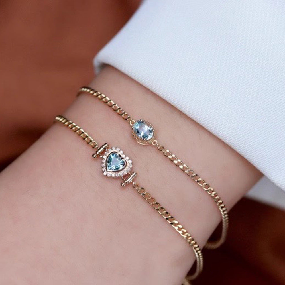 S925 sterling silver heart-shaped bracelet