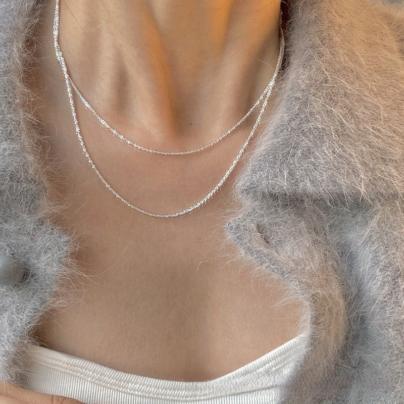 S925 sterling silver sparkling necklace